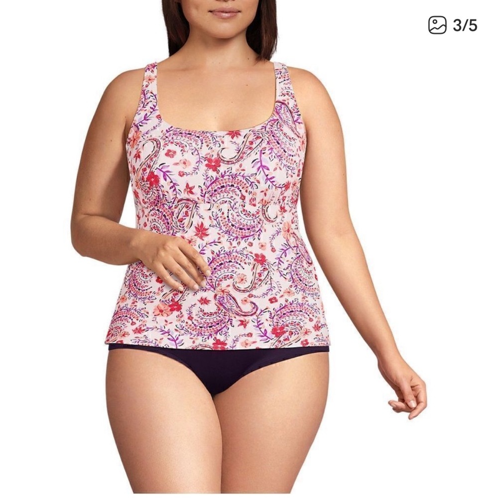 Land's End plus standard square neck tankini Wood Lily floral Paisley
Halter 16W